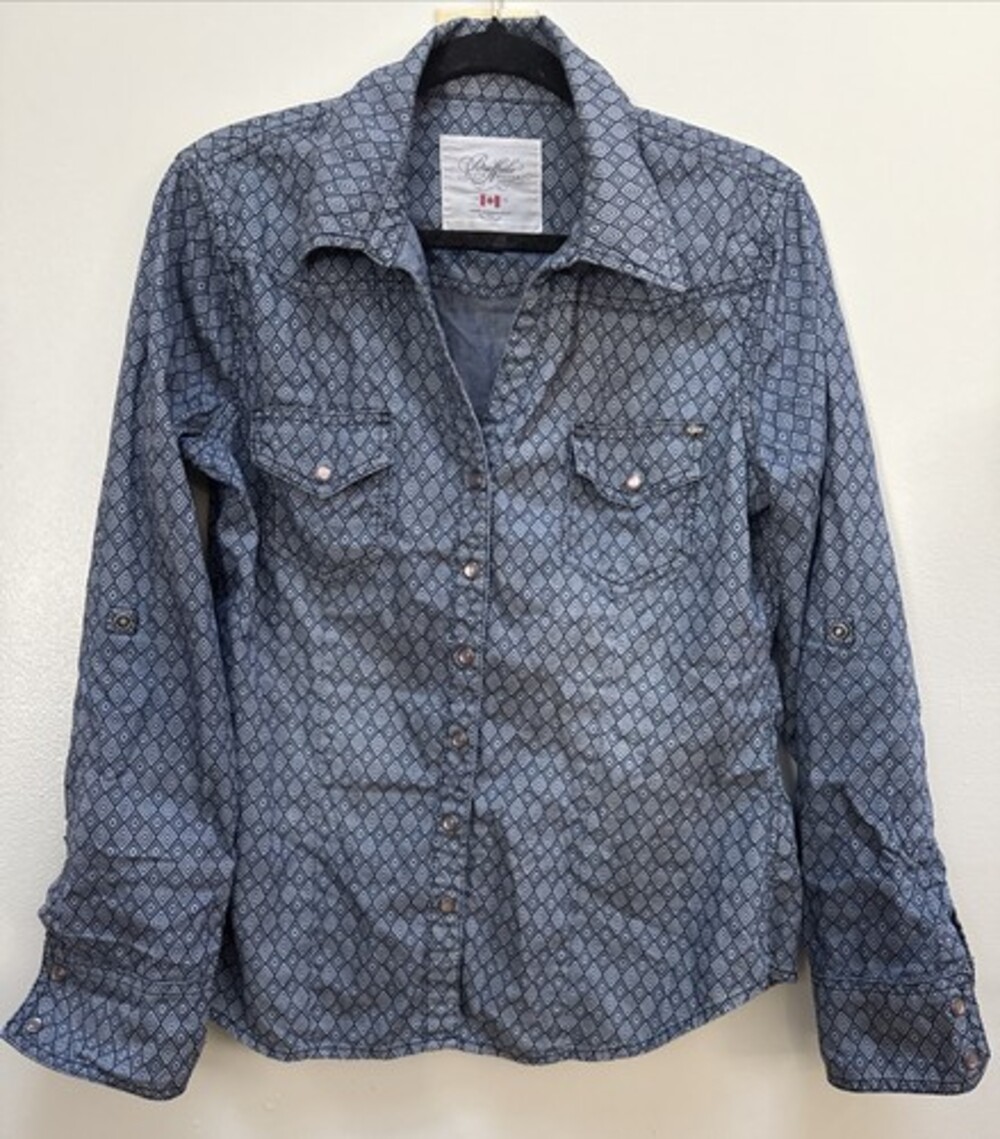 Buffalo David Bitton Western Pearl Snap Button Up Cowgirl Shirt Large